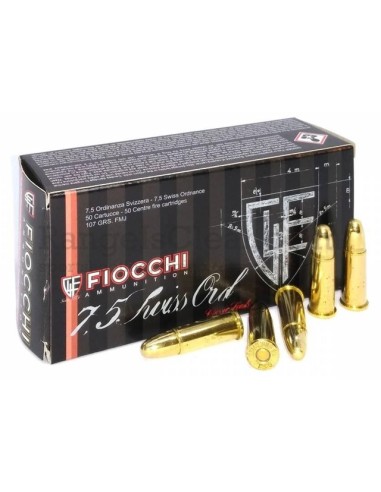 MUNITION FIOCCHI 7.5 ORD SVIZZERA * BOITE DE 50 MUNITIONS DEE B