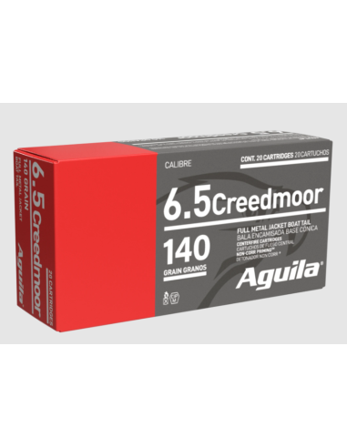 MUNITIONS AGUILA 6.5 CREEDMOOR 140GR FMJBT BOITE DE 20