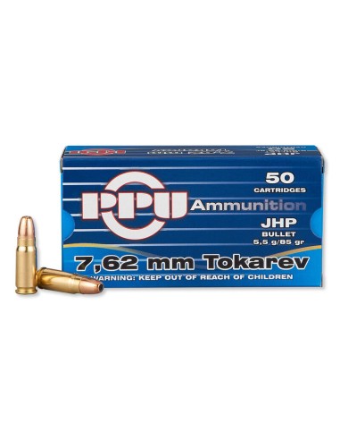 MUNITIONS PRVI PARTIZAN 7.62X25 TOKAREV 85GR JHP A-174* BOITE DE 50