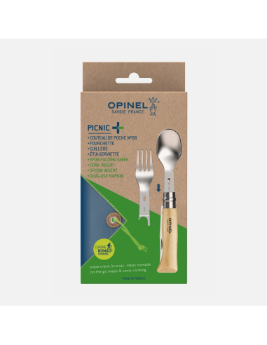 COUTEAU OPINEL N°08 + FOURCHETTE + CUILLERE PICNIC