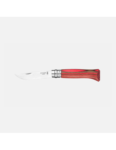 COUTEAU OPINEL N°08 MANCHE BOULEAU LAMELLE ROUGE